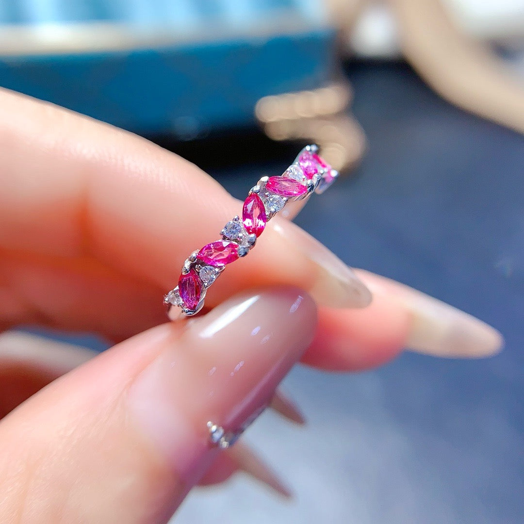 Marquise Pink Topaz Birthstone Ring