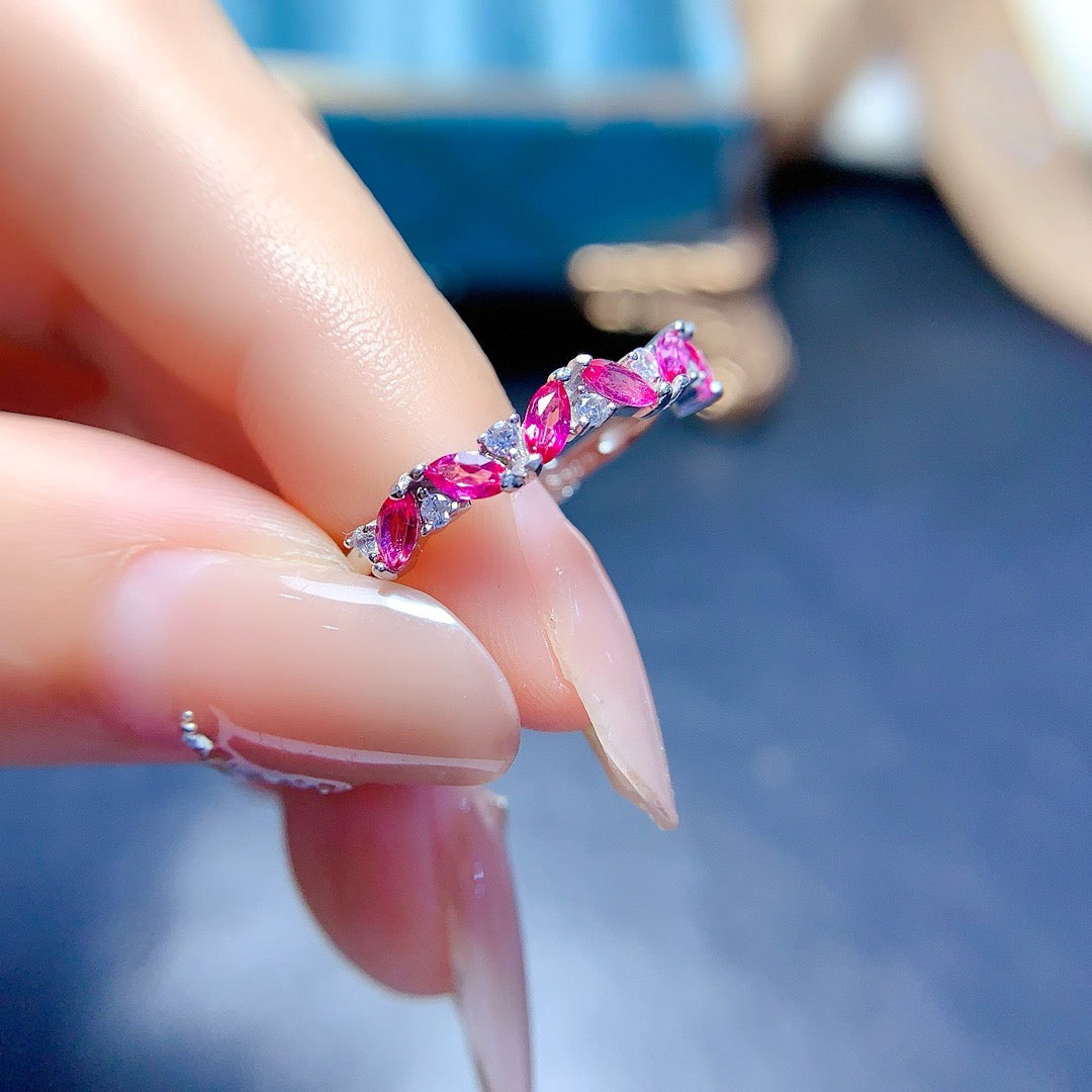 Marquise Pink Topaz Birthstone Ring