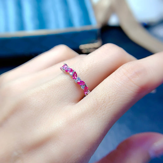 Marquise Pink Topaz Birthstone Ring