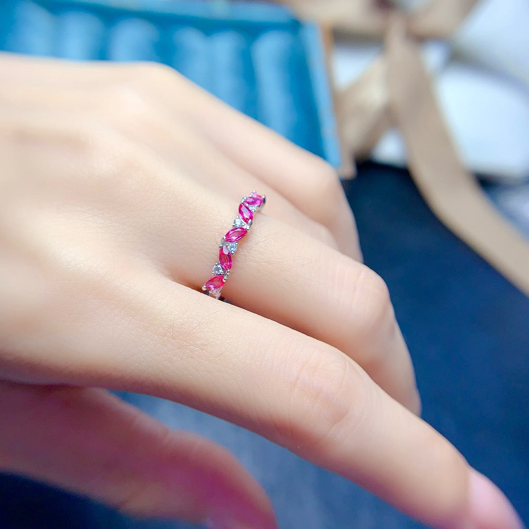 Marquise Pink Topaz Birthstone Ring