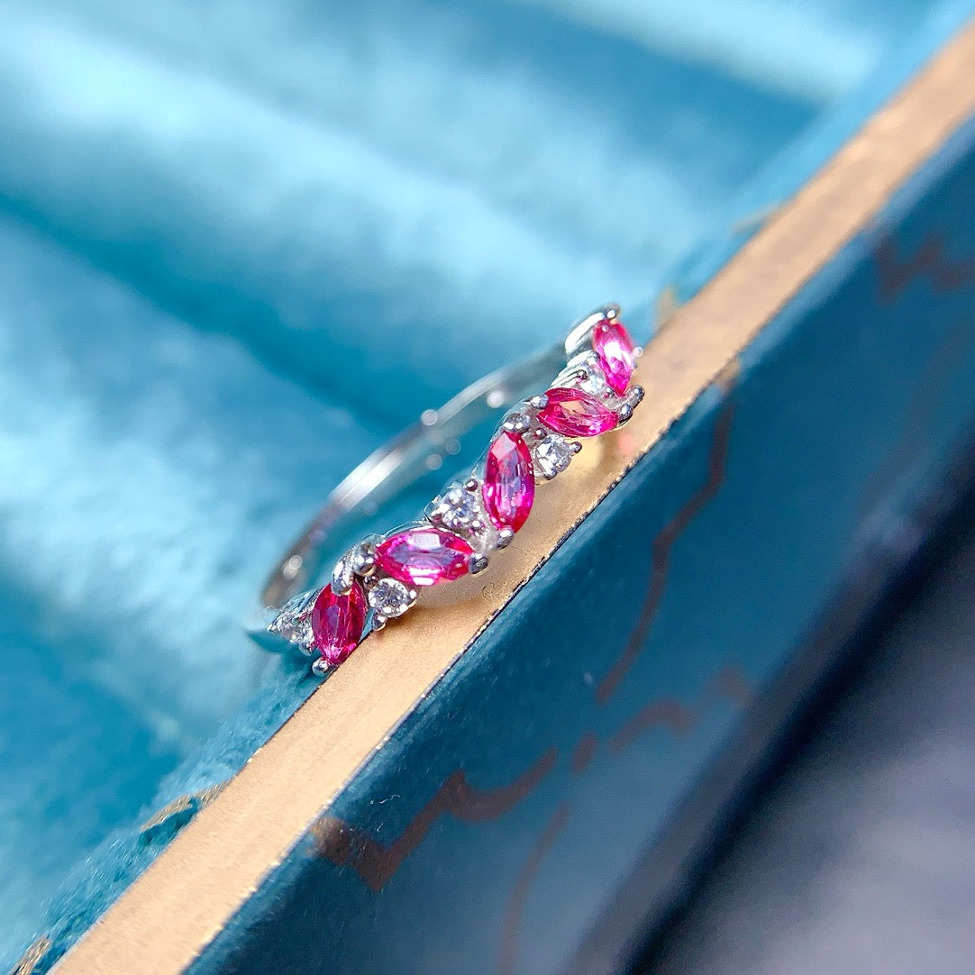 Marquise Pink Topaz Birthstone Ring