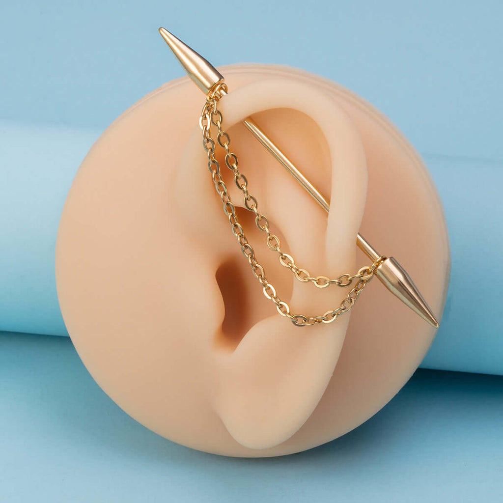Chain Ear Barbell Industrial Bar Piercings