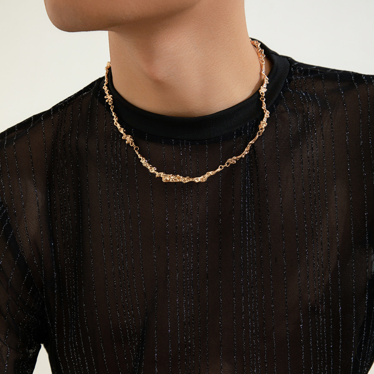 Irregular Molten Chain Gold Necklace 