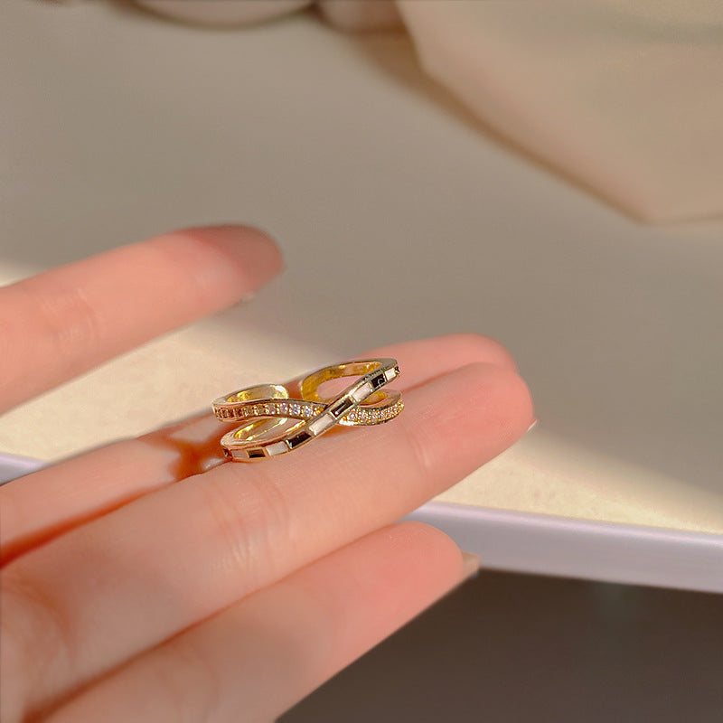 Black and White Checkered Split Ring, Checker Ring