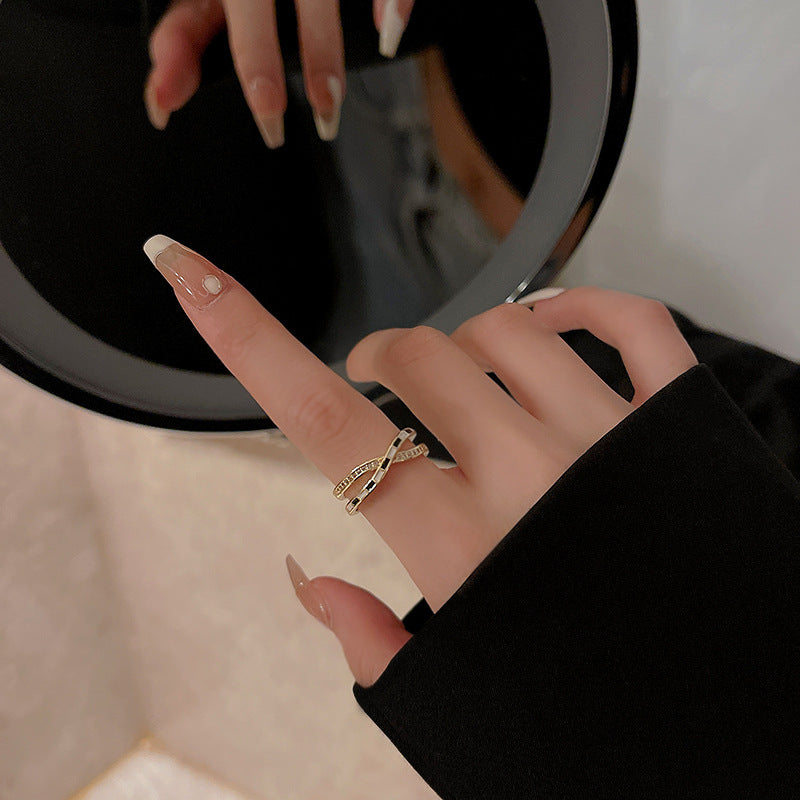 Black and White Checkered Split Ring, Checker Ring