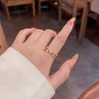 Black and White Checkered Split Ring, Checker Ring