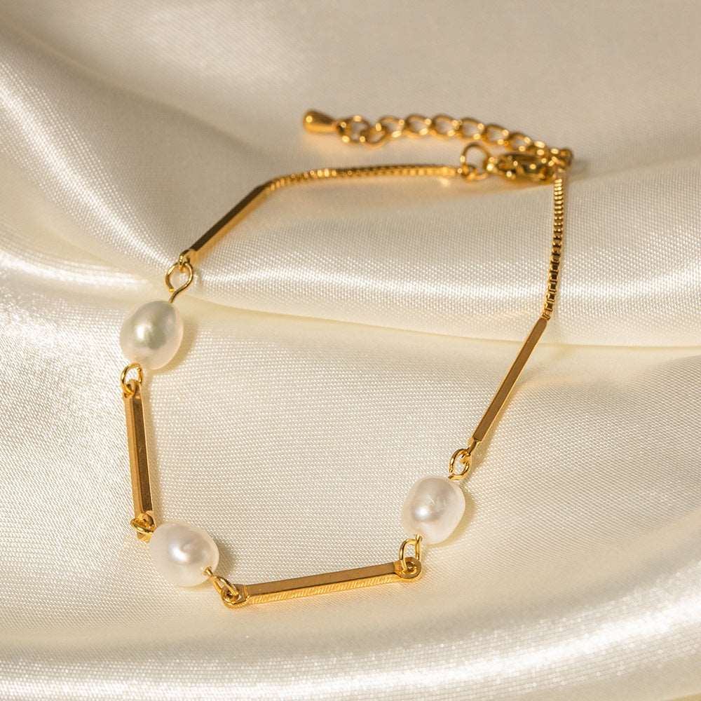 18K Gold Freshwater Pearl Bracelet | JDB004