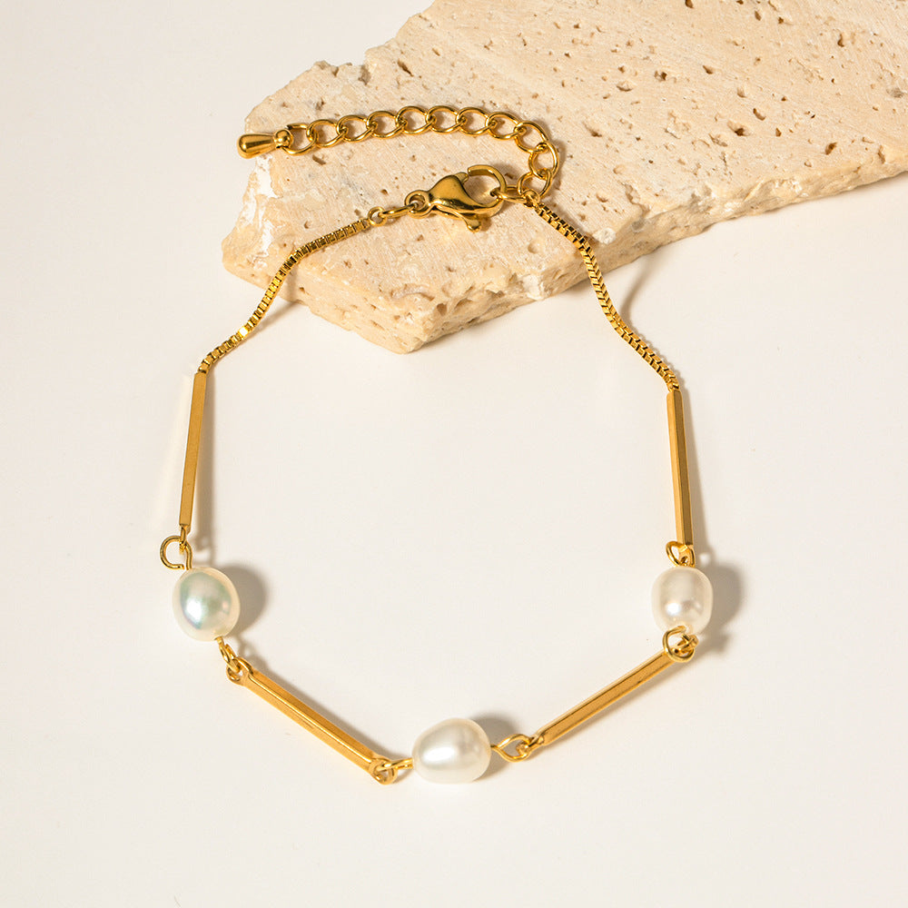 18K Gold Freshwater Pearl Bracelet