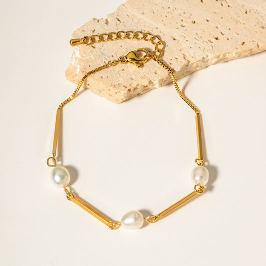 18K Gold Freshwater Pearl Bracelet | JDB004