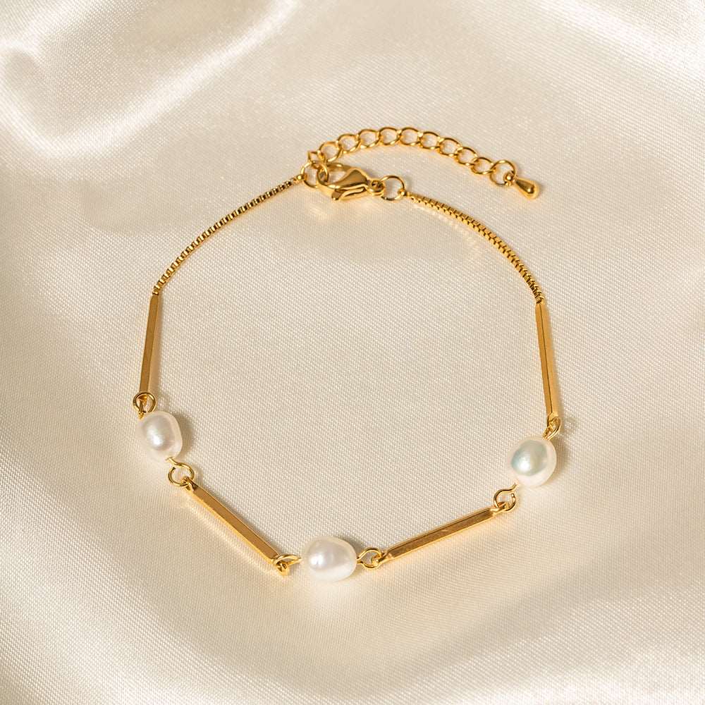 18K Gold Freshwater Pearl Bracelet | JDB004