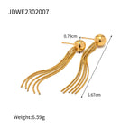 18K Gold Plated Titanium Bead Tassel Dangle Earrings | JDE001