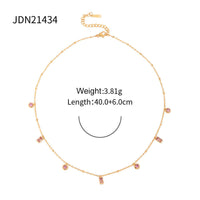 18K Gold Plated Baguette Charm Necklace | JDN434