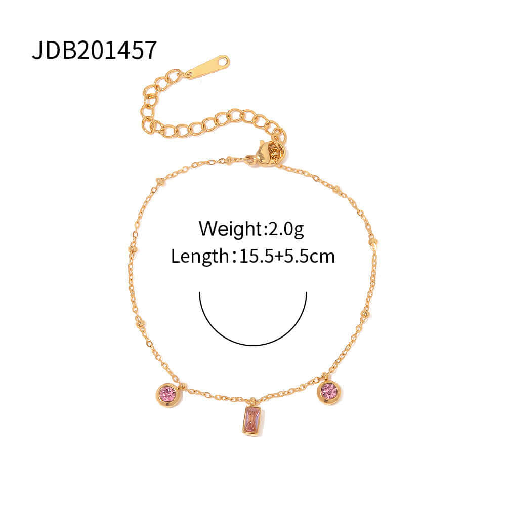 18K Gold Plated Baguette Charm Necklace | JDN434