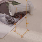 18K Gold Plated Baguette Charm Necklace Pink Bracelet Set | JDN434