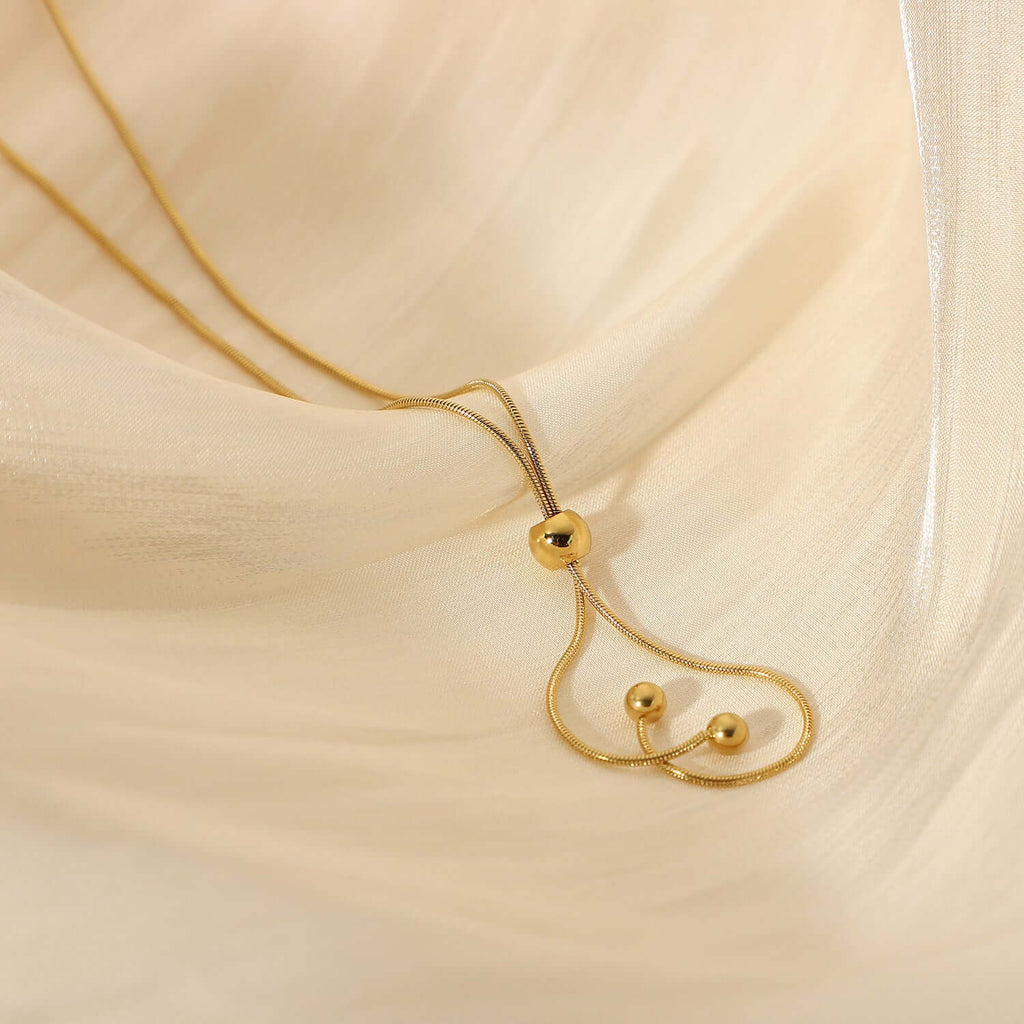14K Gold Adjustable Lariat Chain Necklace
