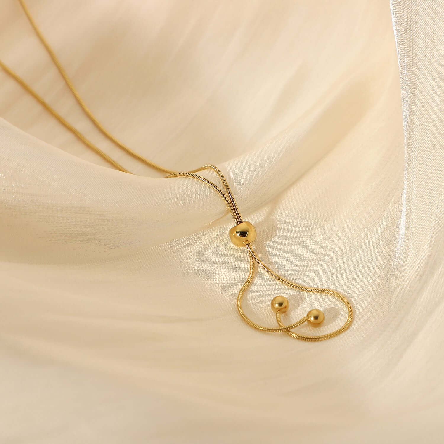 14K Gold Adjustable Lariat Chain Necklace