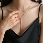 14K Gold Adjustable Lariat Chain Necklace