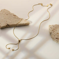 14K Gold Adjustable Lariat Chain Necklace