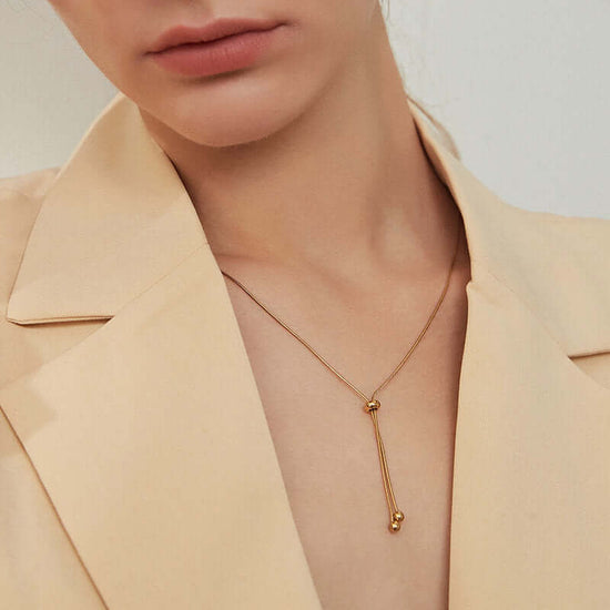 14K Gold Adjustable Lariat Chain Necklace