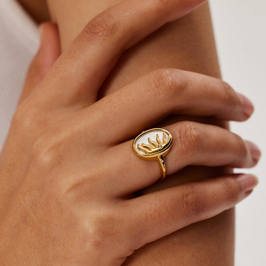 18K Gold Shell Midi Ring Thumb Ring | JDR001