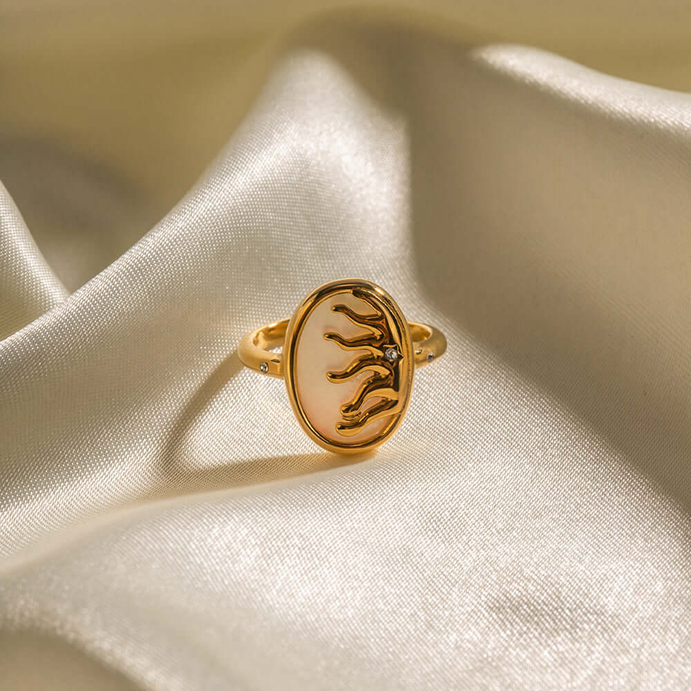 18K Gold Plated Gold Signet Ring, Gold Midi Ring, Thumb Ring