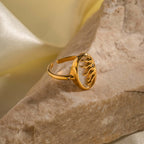 18K Gold Plated Gold Signet Ring, Gold Midi Ring, Thumb Ring