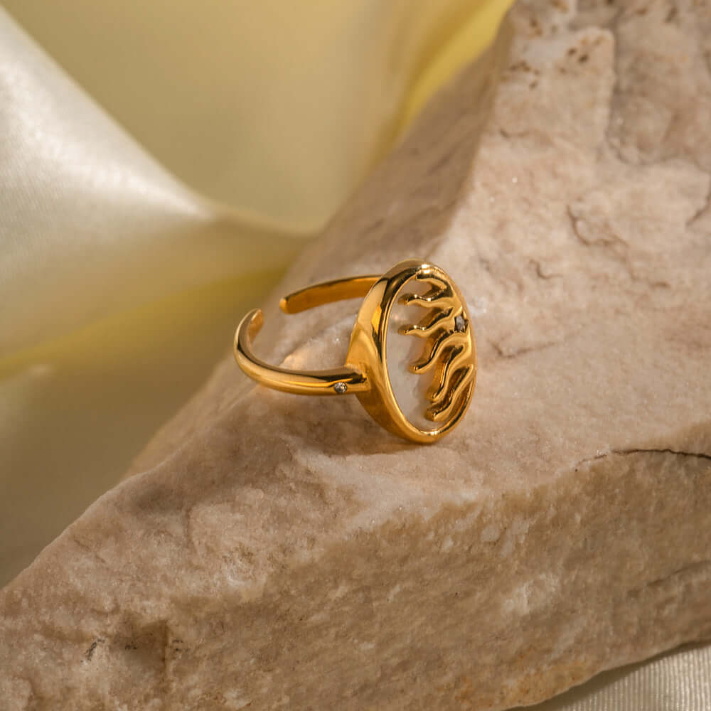 18K Gold Plated Gold Signet Ring, Gold Midi Ring, Thumb Ring