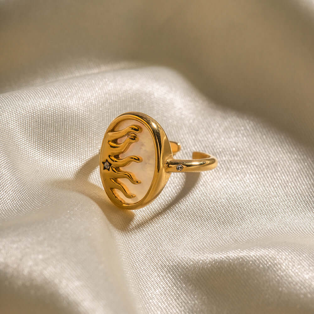 18K Gold Plated Gold Signet Ring, Gold Midi Ring, Thumb Ring