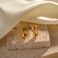 18K Gold Unique Bypass Ball Boom Rings