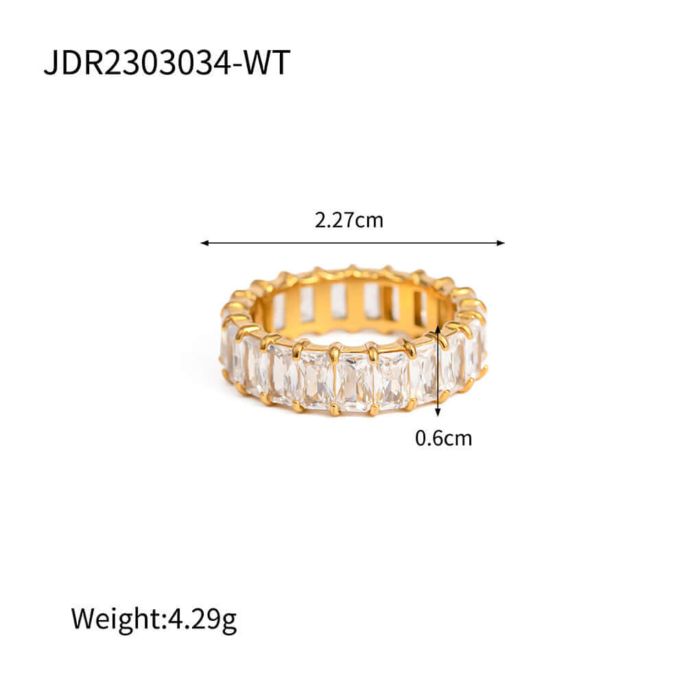 18K Gold Plated Zircon Ring, Stainless Steel Ring, Gold Midi Ring