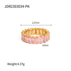 18K Gold Plated Zircon Ring, Stainless Steel Ring, Gold Midi Ring