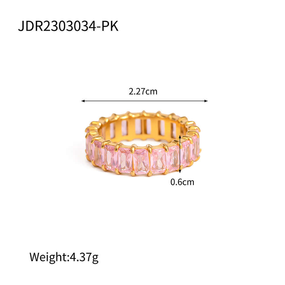 18K Gold Plated Zircon Ring, Stainless Steel Ring, Gold Midi Ring