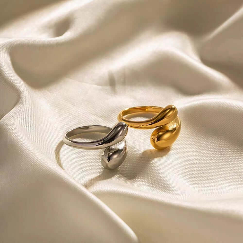 Two Tone Wave Ring, Gold Thumb Ring