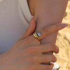Two Tone Wave Ring, Gold Thumb Ring