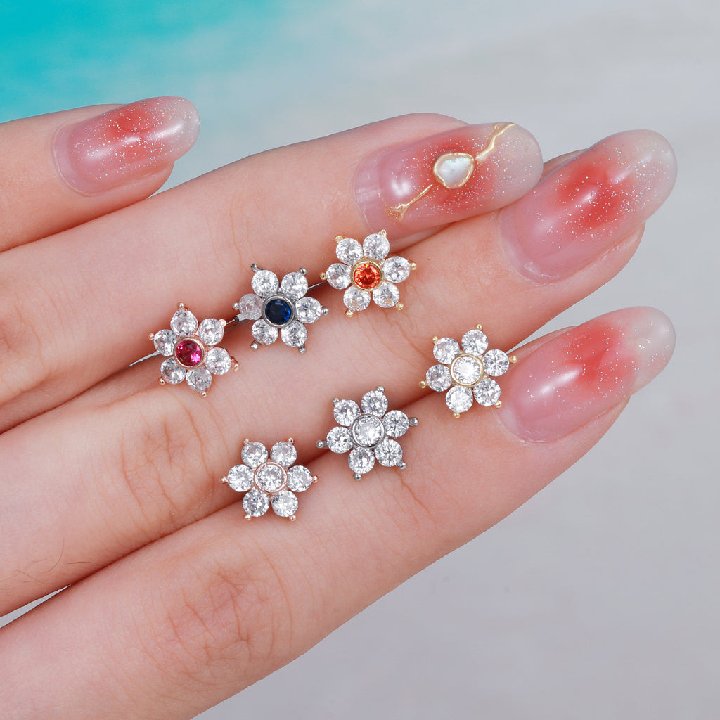 cartilage earrings, piercing jewelry, cartilage piercing, body jewelry, helix piercing, helix earrings, tragus piercing, flower earrings