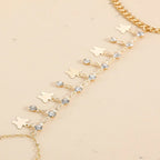 Dainty Gold Butterfly Rhinestone Anklet, Butterfly Anklet | JL0029