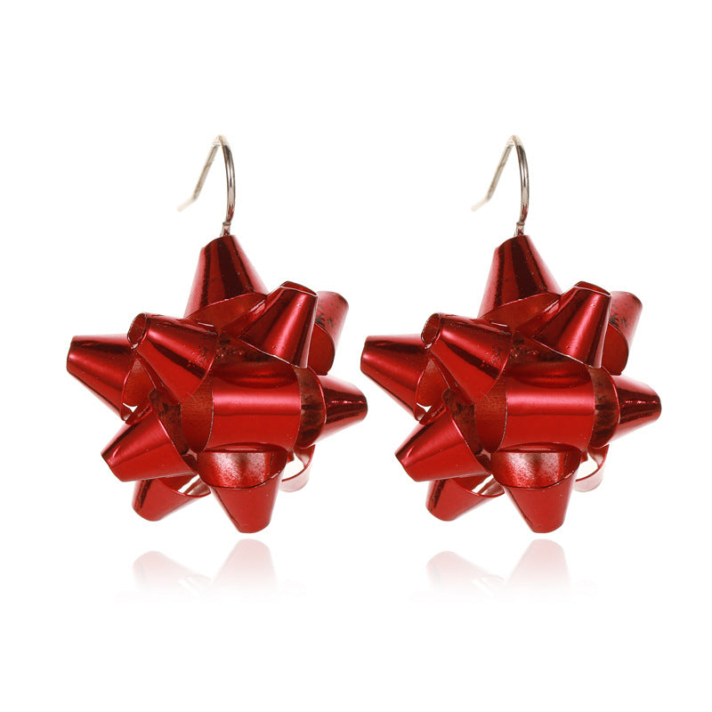 Red Bow Earrings, Snowflakes Earrings, Jingle Bell Festive Earrings