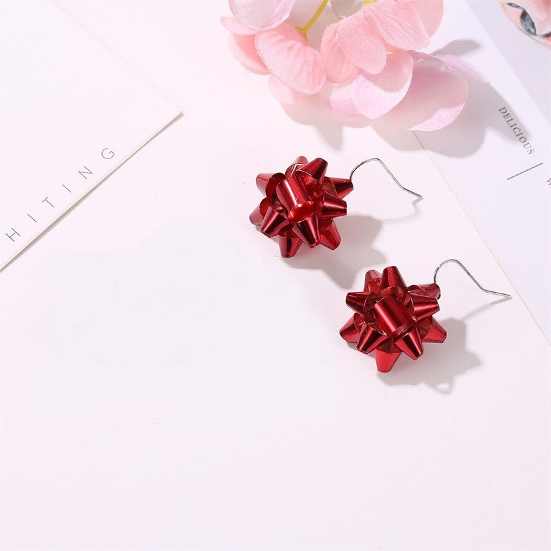 Red Bow Earrings, Snowflakes Earrings, Jingle Bell Festive Earrings