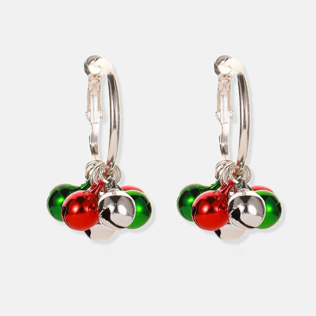 Red Bow Earrings, Snowflakes Earrings, Jingle Bell Festive Earrings