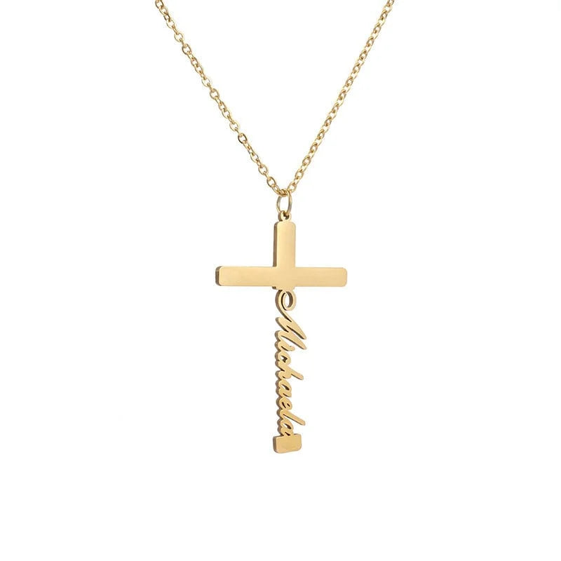 Personalized Cross Heart Pendant Name Necklace | JY068