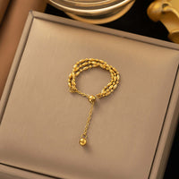 18K Gold Petite Bead Soft Chain Ring Layered | JZ060