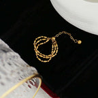 18K Gold Petite Bead Soft Chain Ring Layered | JZ060