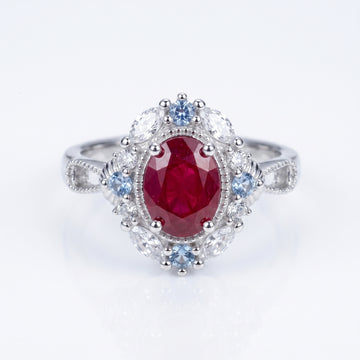 Vintage Filigree Red Ruby Ring
