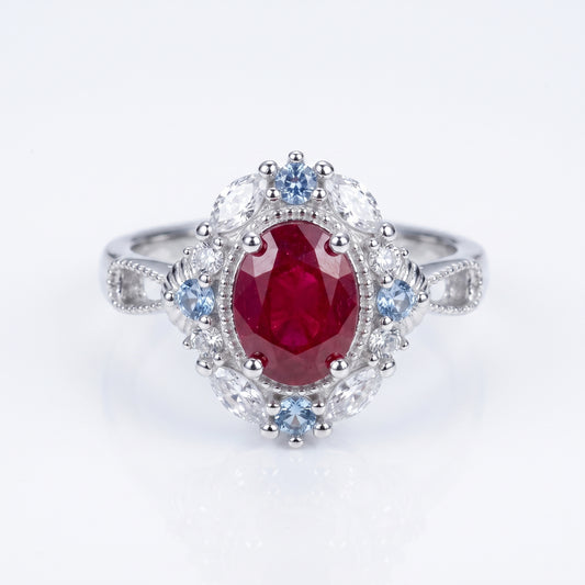Vintage Filigree Red Ruby Ring