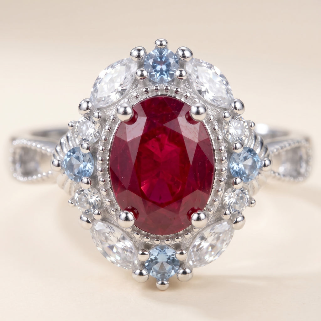 Vintage Filigree Red Ruby Ring