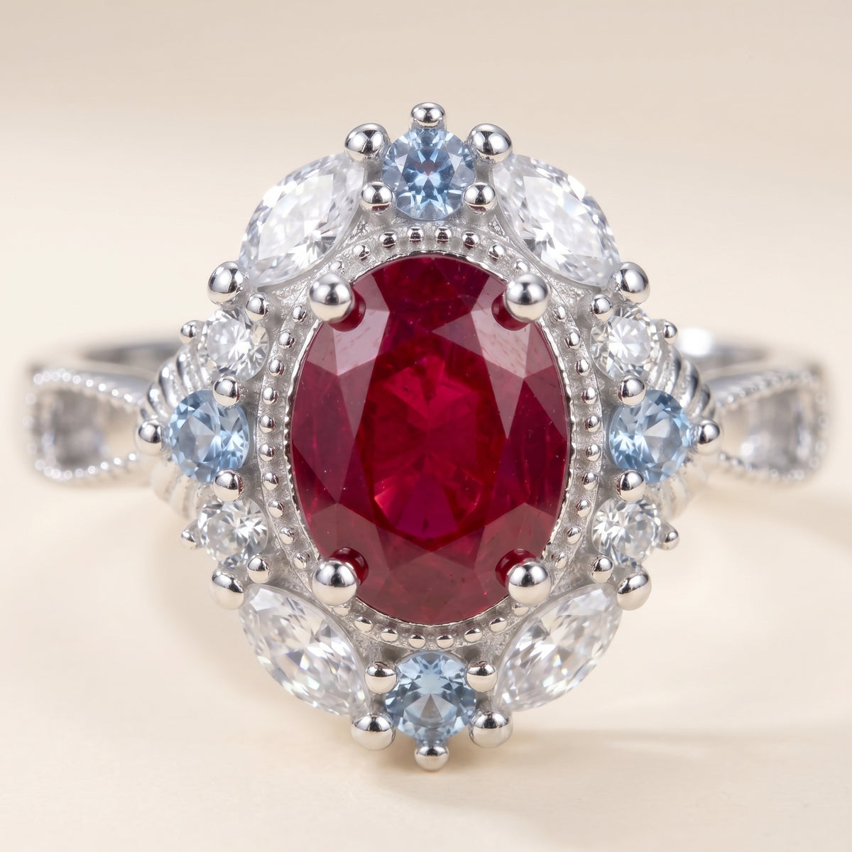 Vintage Filigree Red Ruby Ring
