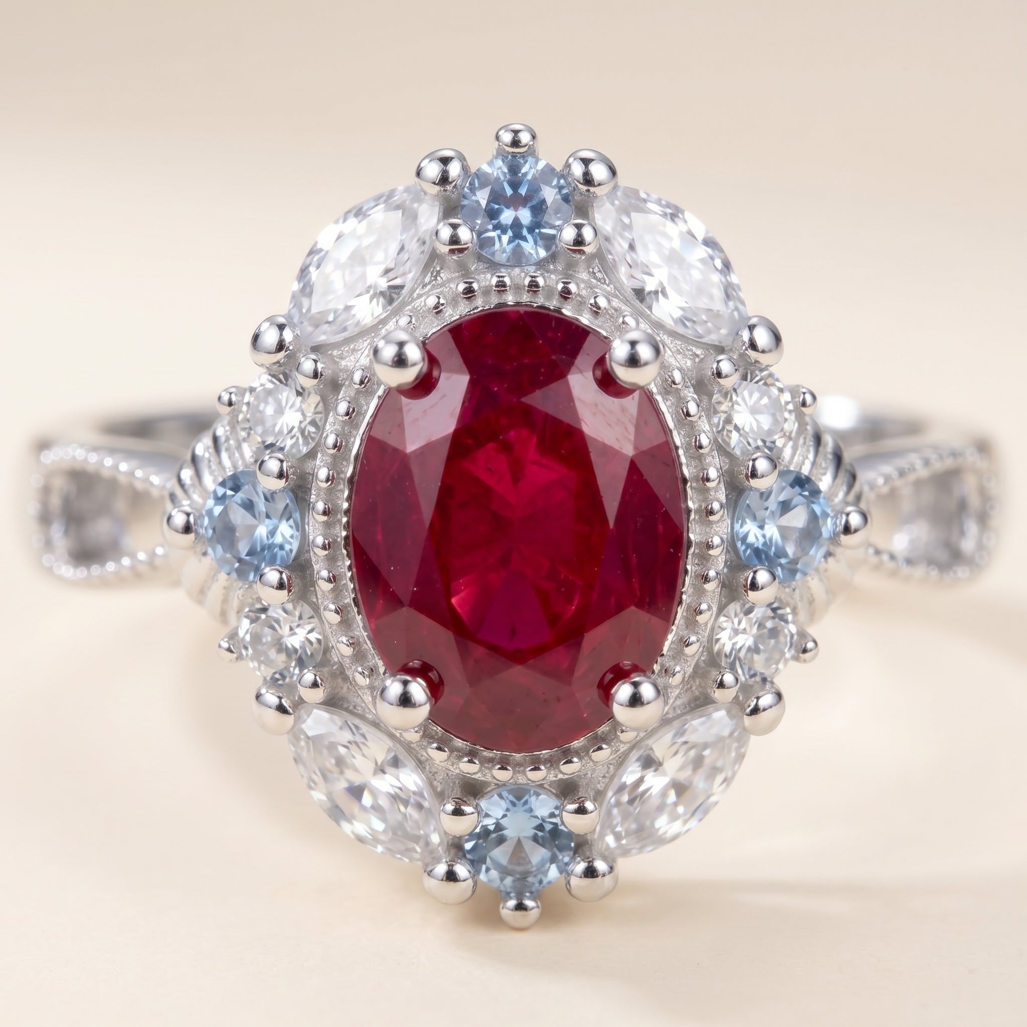 Vintage Filigree Red Ruby Ring