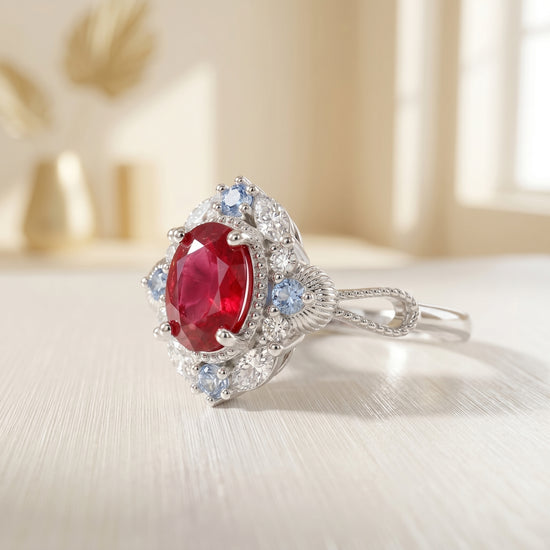 Vintage Filigree Red Ruby Ring