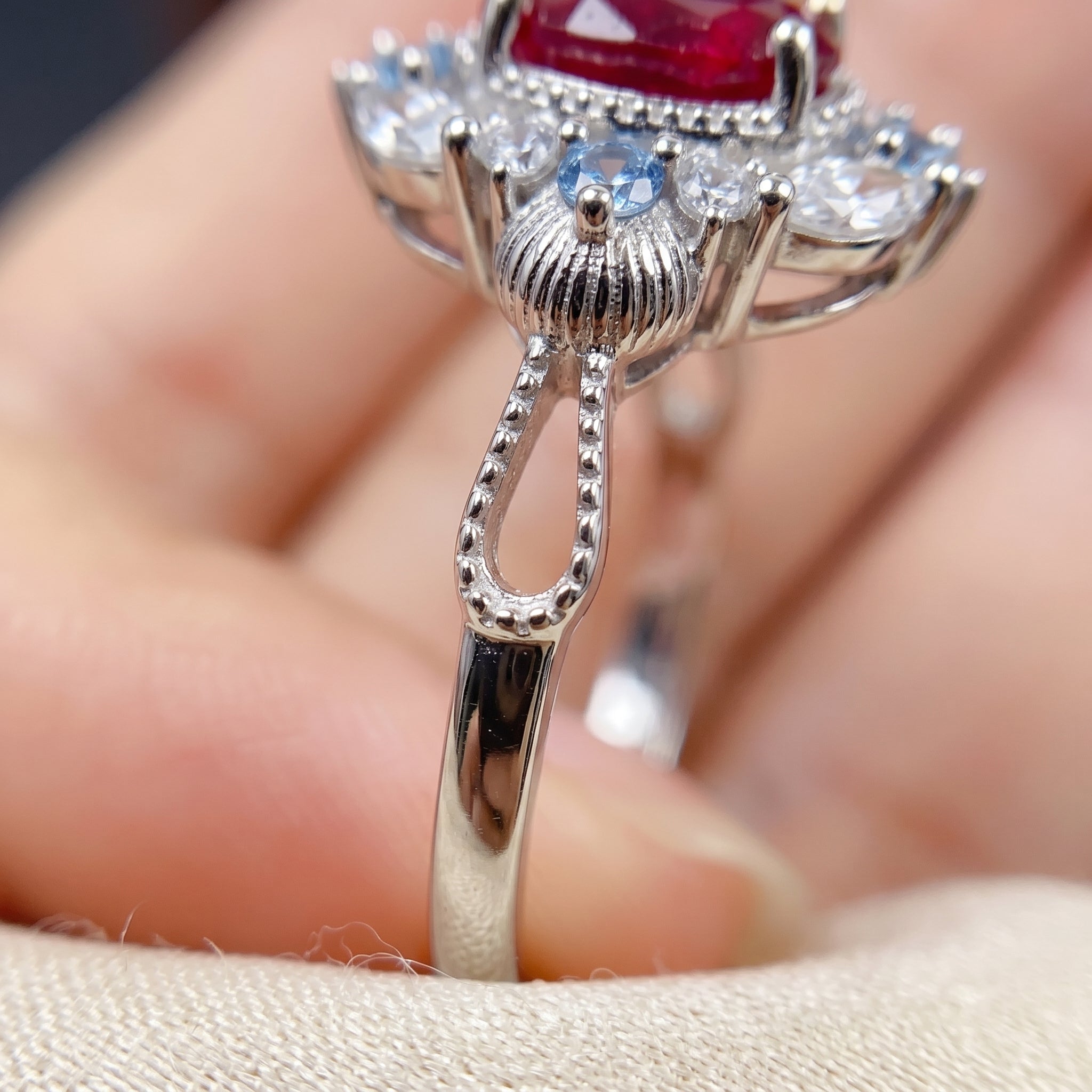 Vintage Filigree Red Ruby Ring