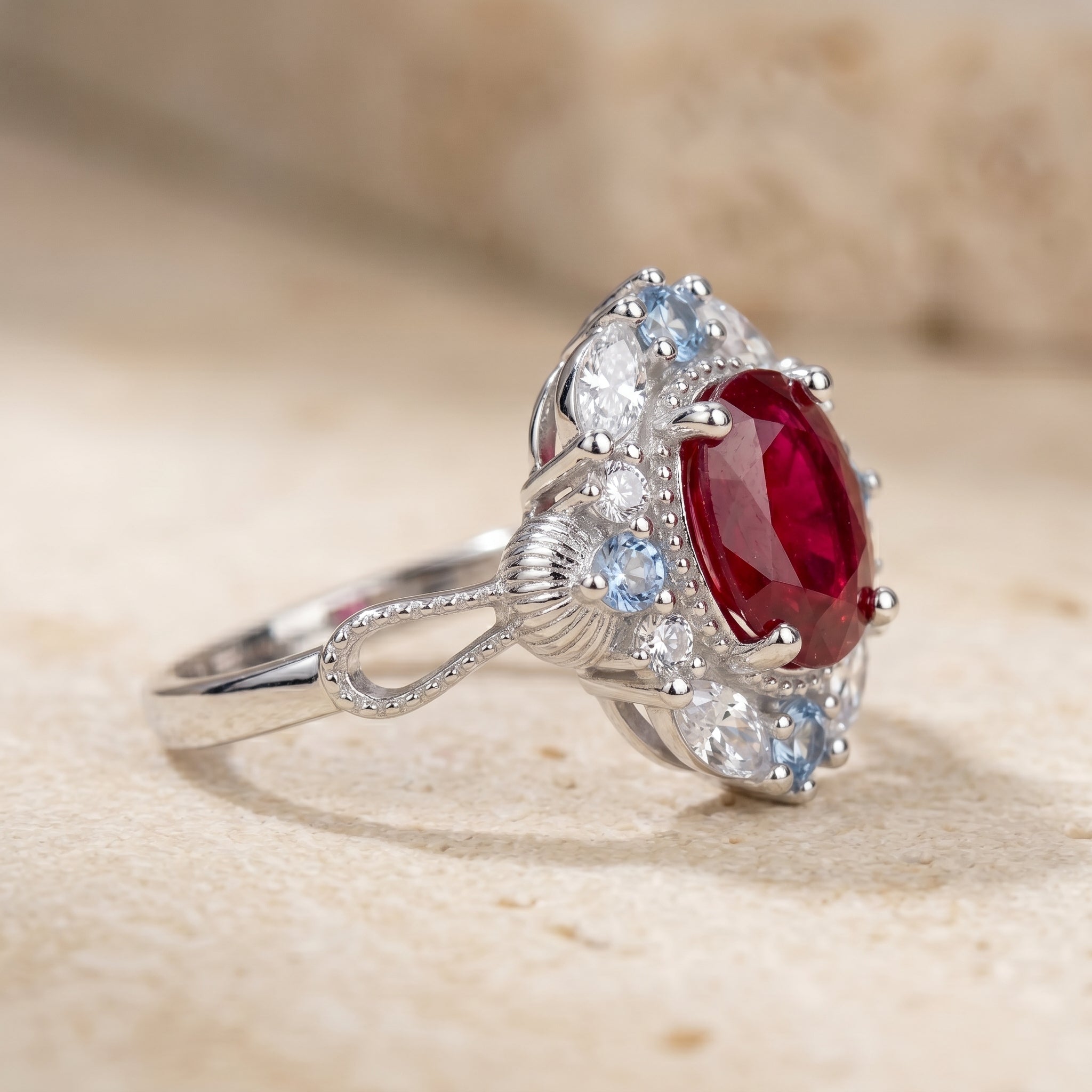 Vintage Filigree Red Ruby Ring